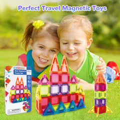 57pcs Magnetic Tiles Travel Set Portable & Fun Perfect Gift for Boys and Girls