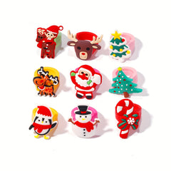 Christmas Ring Toys Children DIY Soft Rubber Rings Santa Deer Snowman Rings