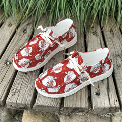 Christmas Santa Print Slip On Canvas Sneakers