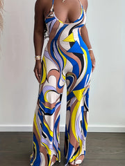 Colorblock Print Cami Jumpsuit
