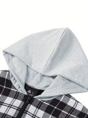 Kid's Plaid Pattern Hooded Jacket Zip Up Warm Coat Boy's Clothes