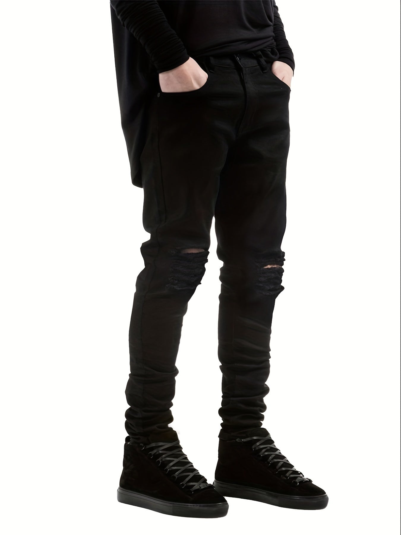 Men's Slim Fit Ripped Jeans Casual Stretch Slim