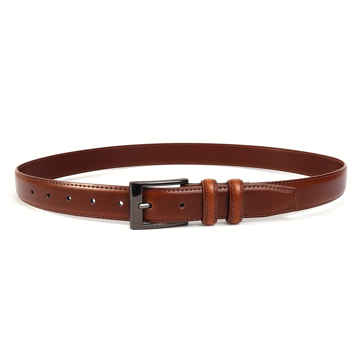Dark Brown Leather Men's Belt with Pin Buckle