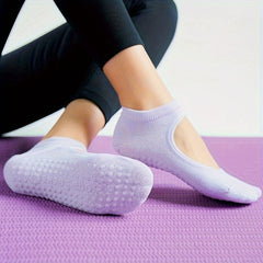 Women Pilates Socks Anti Slip Backless Yoga Ankle Dance Sports Socks