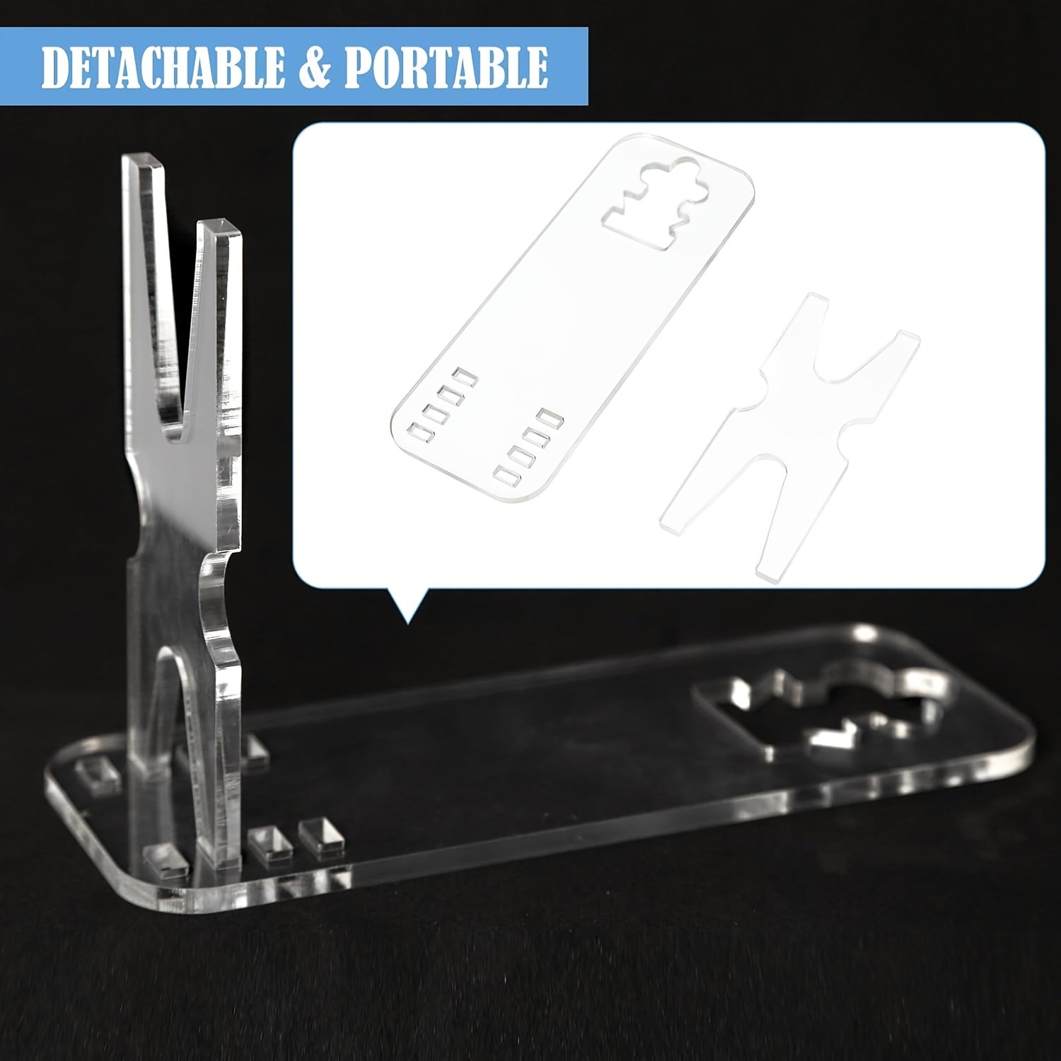 Adjustable Acrylic Stand Portable Display Rack Hidden Storage 19.05x6.99x12.06cm