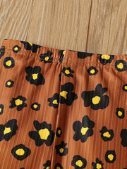Baby Girl Brown Apricot Leopard Ribbed Trousers Casual Pants