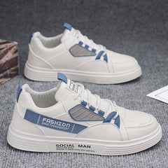 Men's PU Leather Skate Shoes Breathable Lace up Sneakers