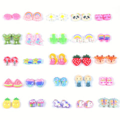 25 Pairs Hypoallergenic Cartoon Animal Earrings for Girls