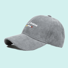 Gray Corduroy Baseball Cap Embroidery Casual Dad Hats Unisex Sun Hat