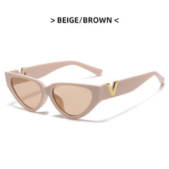 Stripe Cat Eye Sunglasses Vintage Ladies Stylish Oversized Triangle
