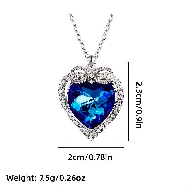 Zirconium Heart Rhinestones Pendant Necklace for Girls