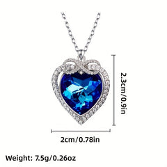 Zirconium Heart Rhinestones Pendant Necklace for Girls