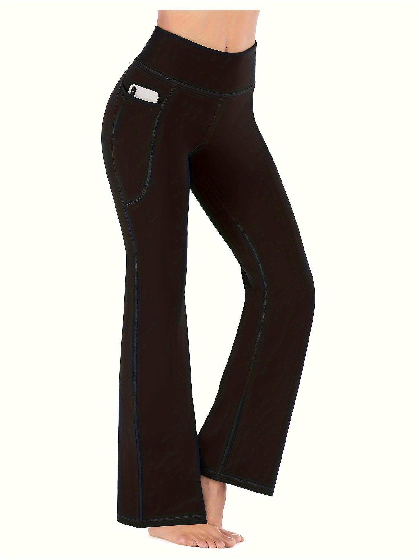 Women's High Waist Flare Pants Quick Drying Body Shaping Spandex Polyester Blend
