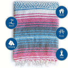 Mexican Woven Blanket for Outdoor Activities - Beach, Picnic, Yoga, Camping