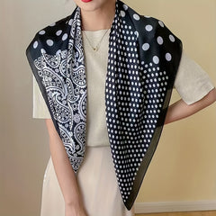 Paisley Polka Dot Print Bandana Satin Square Scarf Silk Head Wrap