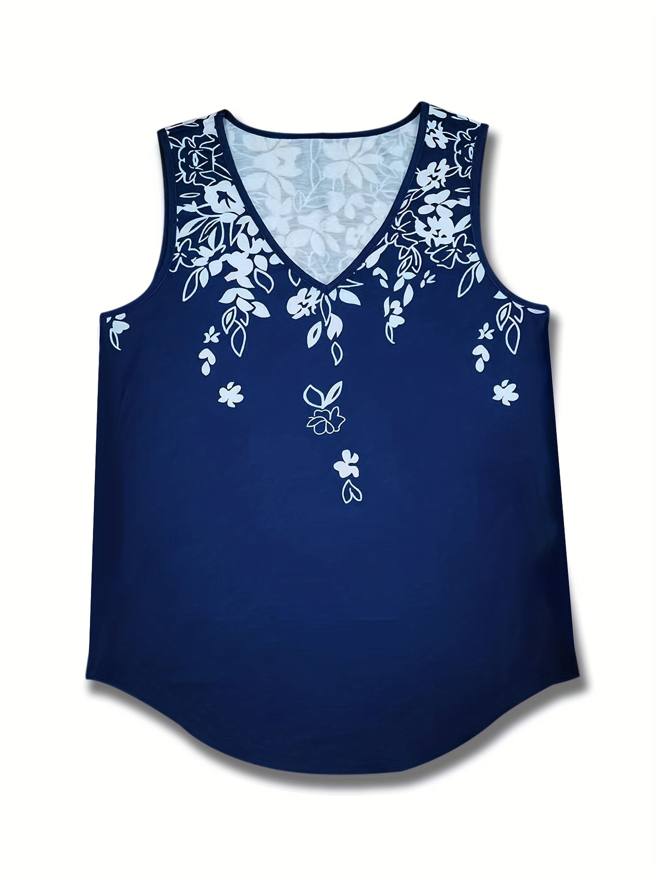 Floral Print Tank Top V Neck Sleeveless Summer Top