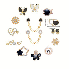 14Pcs Rhinestones Flowers Shoe Charms for Girls Women Chain Shoe Charms