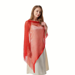 Summer Tassel Wrap Shawl Hollow Out Cape for Women