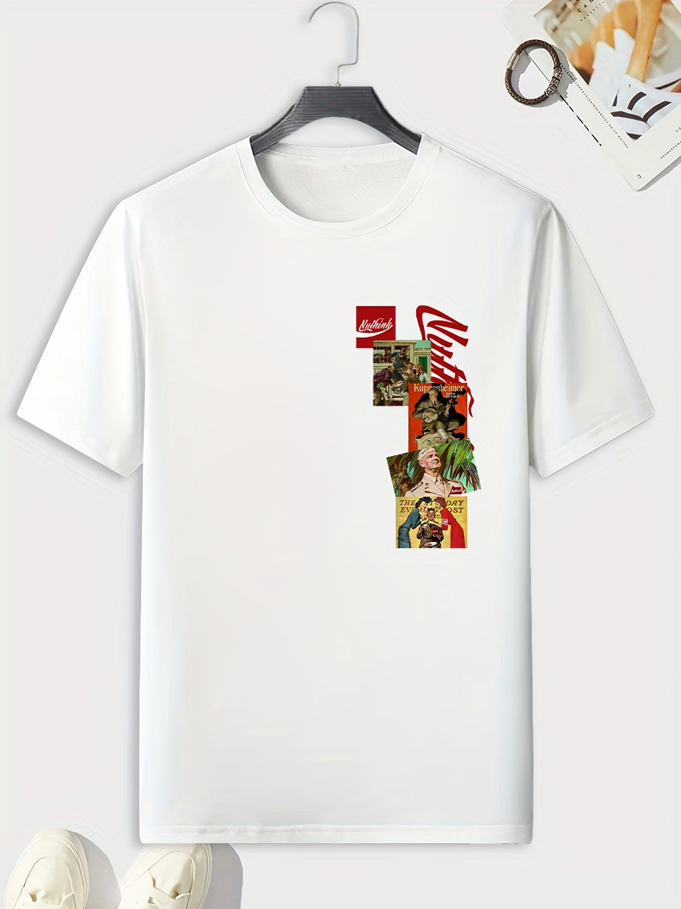 Retro Style Collage Print Men's Sports T-shirt