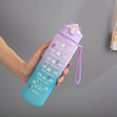 900ml Gradient Plastic Water Bottle Leakproof with Time Scale for Outdoor Sports