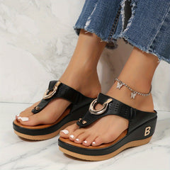 Women's Wedge Thong Sandals Soft Sole Arch Support Outdoor Slide Shoes