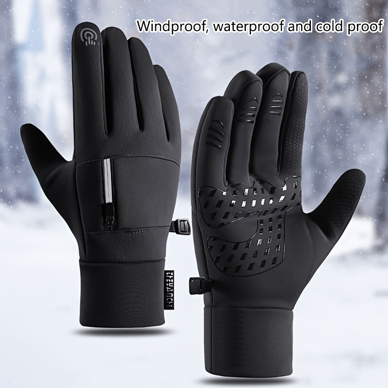 Winter Velvet Warm Gloves Non-slip Waterproof Touch Screen