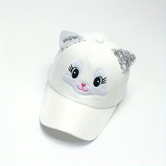 Girls Cat Sequin Eyes Baseball Cap Lightweight Sun Hat