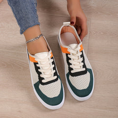 Women's Breathable Knit Sneakers Casual Lace Up Outdoor Shoes