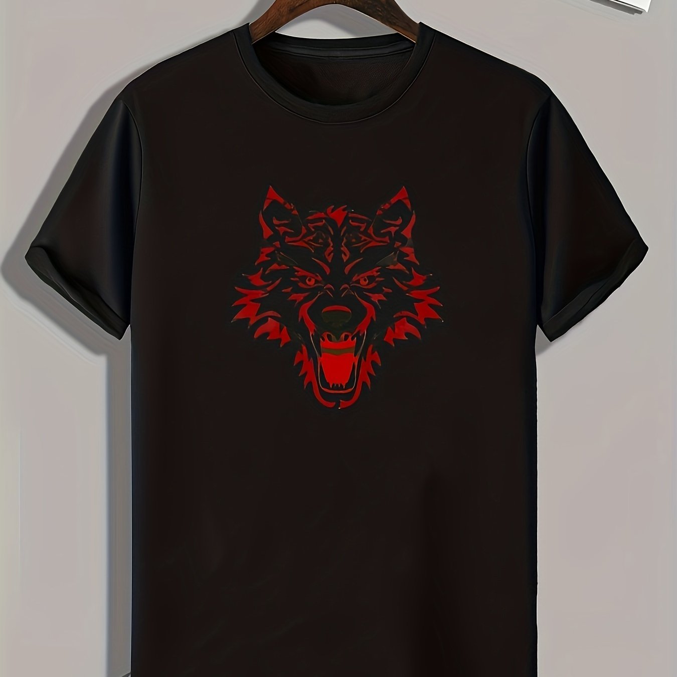 Wolf Print Men's Graphic T shirt for Summer