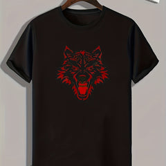 Wolf Print Men's Graphic T shirt for Summer