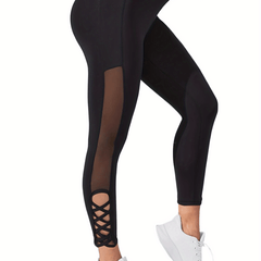 Mesh Insert Yoga Pants High Waist Butt Lifting Leggings
