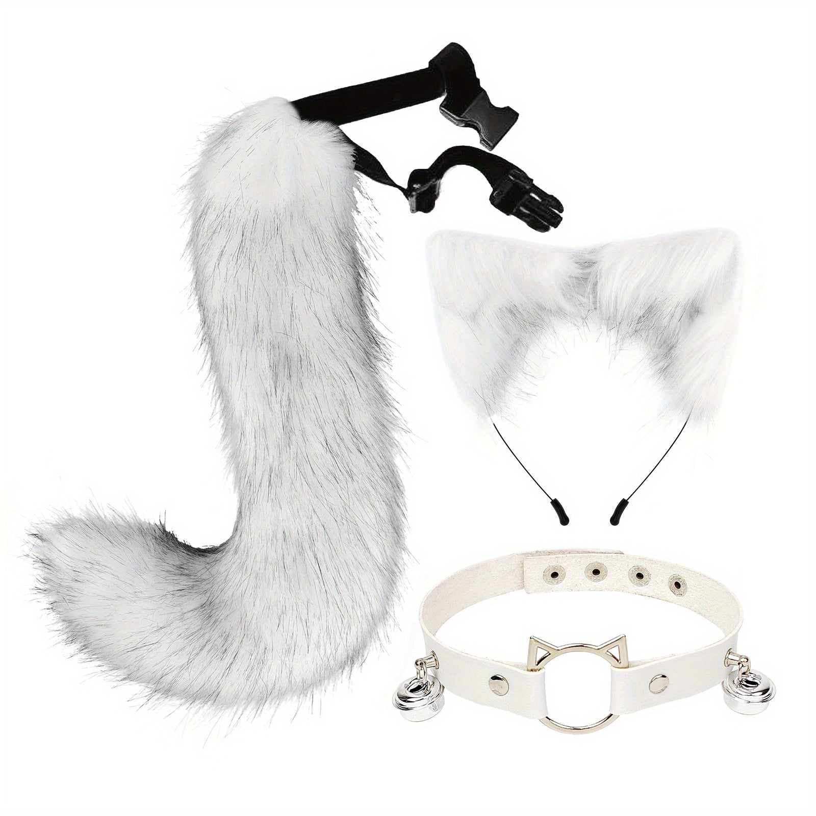 Cat Ears Cat Tail Set Fox Cosplay Cat Tail Accessories Strap Cat Ear Hair Hoop