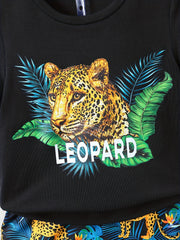 Leopard Print T Shirt And Shorts Set for Kids