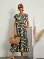 Vintage Floral Print Ruched Dress