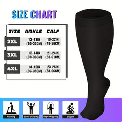 3 Pairs Plus Size Knee High Copper Compression Socks for Adult Sports