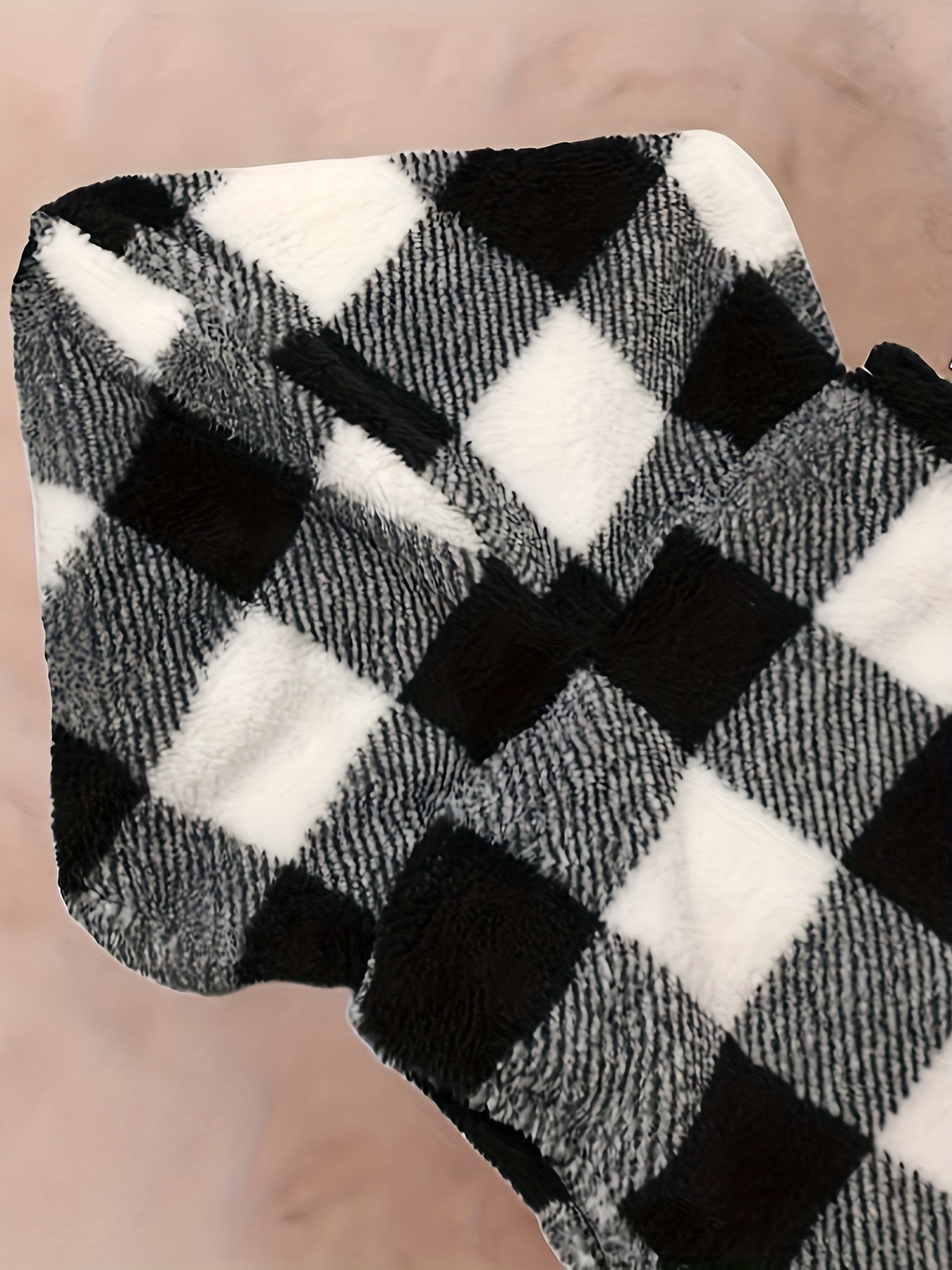 Plaid Print Hooded Vest Warm Teddy Vest