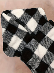 Plaid Print Hooded Vest Warm Teddy Vest