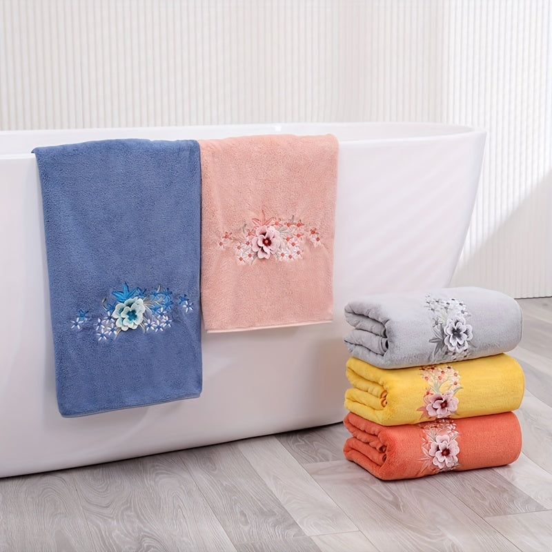 Soft Coral Fleece Bath Towel Quick Dry Absorbent Skin Friendly 55x27in
