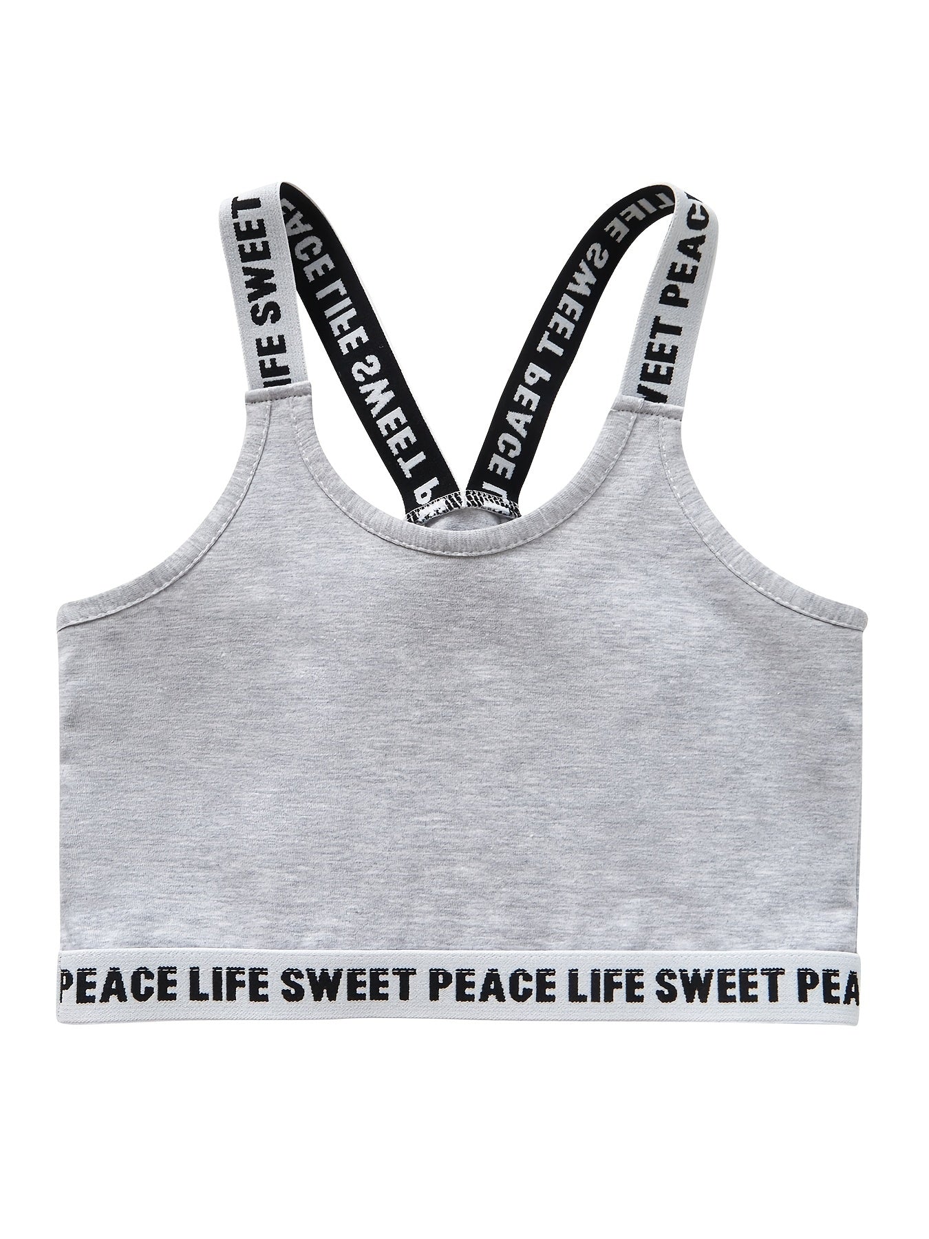 Girls Training Bra Stretchy Alphabets Sports Bralette Sleeveless Crops