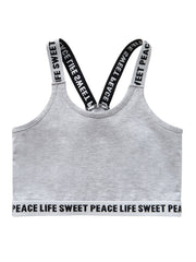 Girls Training Bra Stretchy Alphabets Sports Bralette Sleeveless Crops