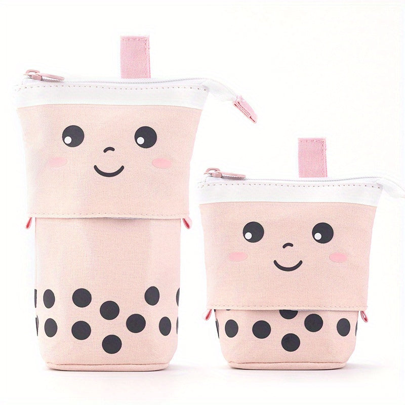 Smiling Face Milk Tea Portable Pen Holder Pencil Case