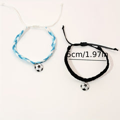 Soccer Charm Bracelets Set Adjustable Wristbands Football Favors Gift for Kids