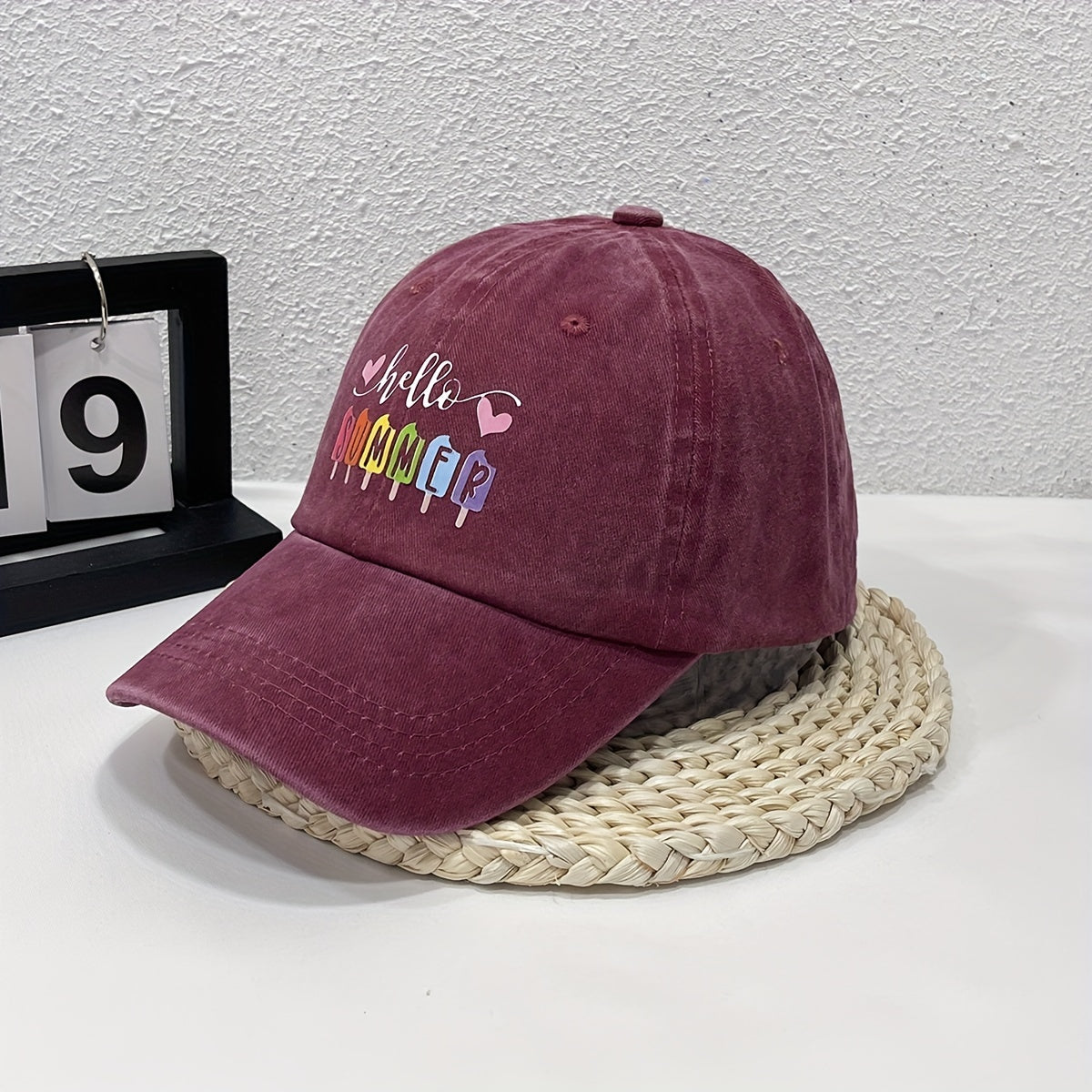 Summer Print Baseball Cap Washed Distressed Cotton Dad Hat