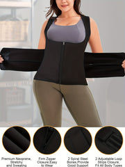 Women's Plus Size Sports Corset Zipper Waist Trainer Hot Sweat Body Shaper