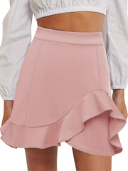 Elastic Ruffle Trim Skirt for Spring & Summer Women's Clothing