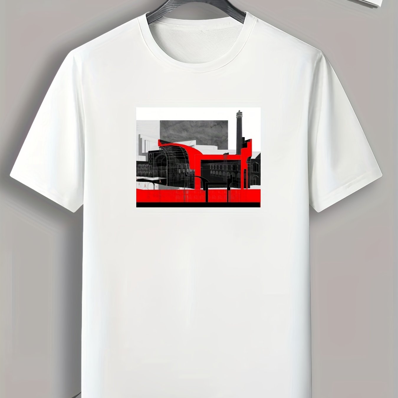Modern Architecture Print Men's Comfy T shirt for Outdoor Summer