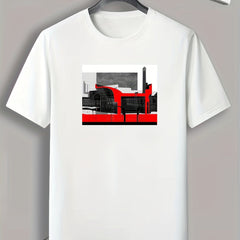 Modern Architecture Print Men's Comfy T shirt for Outdoor Summer