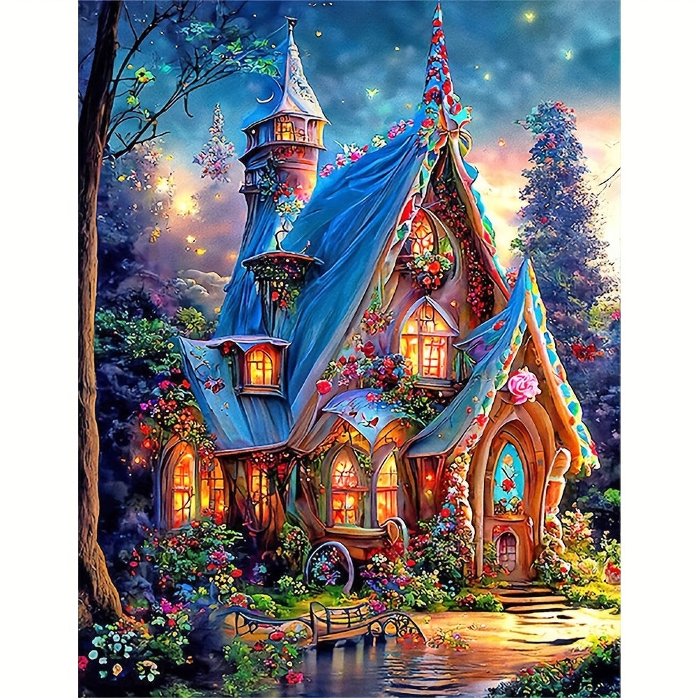 DIY 5D Diamond Painting Set Castle Flower Grass 30x40cm Frameless