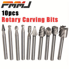 10pcs PMMJ Carving Bits Set for Rotary Tool Accessories 1/8in 3mm