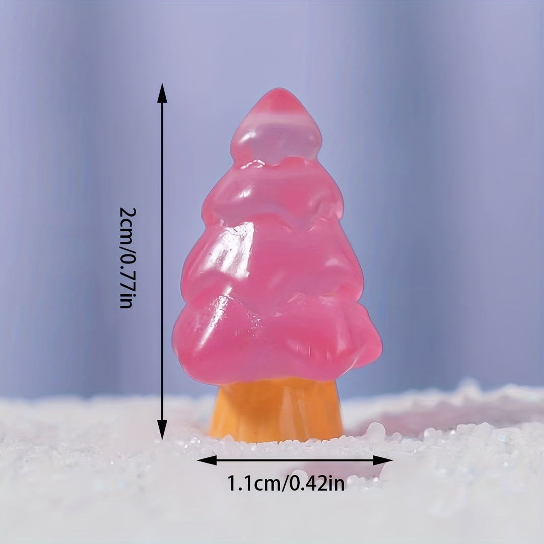 30pcs Christmas Glow Resin Mini Tree Decoration Small Ornaments Aquarium